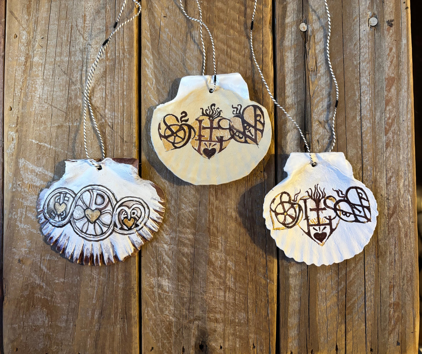 Hand-painted Ornaments: Three Hearts